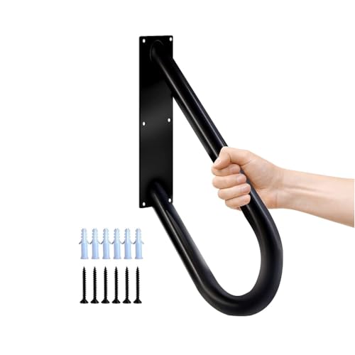 BYWXW Handlauf U-förmiger Handläufe Metall Handlaufbügel 1–3 Stufen Haltebügel Wandhalterung Treppenbügel Haltegriff Stützgriff für Treppen Treppengeländer(Size:50cm,Color:Schwarz) von BYWXW