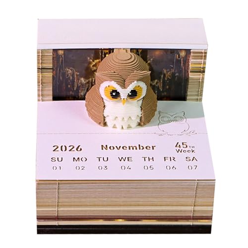 BYYLECL 3D-Schreibtischkalender, 2026, Eulen-Form, zum Abreißen, Schnitzen, Notizblock für Thanksgiving, Weihnachten, Einweihungsbüros, Schreibtisch-Dekoration BYYLECL 3D-Schreibtischkalender, 2026, Eulen-Form, zum Abreißen, Schnitzen, Notizblock für Thanksgiving, Weihnachten, Einweihungsbüros, Schreibtisch-Dekoration von BYYLECL