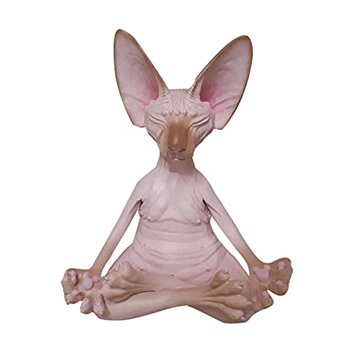 BYYLECL Katze Sphynx Katze Meditation Statue Sammlerstück Figuren Yoga Entspannte Pose Buddha Meditation Sphynx Katze Sammlungen Katzenstatue für Home Office Auto Schreibtisch Dekoration Rosa von BYYLECL