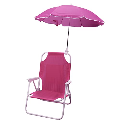 BYYLECL Kinder Strandstühle mit Regenschirmen, Outdoor Strand Kinder Klappstuhl mit Regenschirmen Multifunktionale Tragbare Stühle für Kinder Rot von BYYLECL