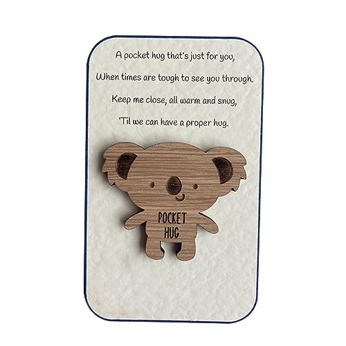 BYYLECL Little Pocket Memory Holz-Taschenumarmung, Holzmarke, Isolationsgeschenk für jemanden, den Sie lieben, kleine Tasche, Andenken, Erntedankfest, Koala von BYYLECL