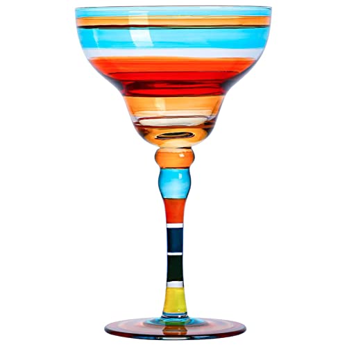 BYYLECL Margarita-Glas, mundgeblasene Cocktailgläser, 270 ml, für Paare, Margarita-Party, Farbstreifen von BYYLECL