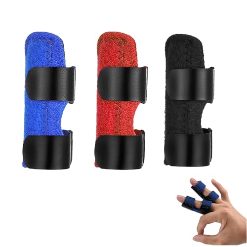 BYYT 2 Stück Fingerschiene,Fingerschiene Mittelfinger,Fingerkuppenschutz,Fingerschutz bei Verletzung,Fingerschutz Schnappfinger Schiene für Gebrochene, Arthritis oder Tendinitis(Schwarz/Blau/Rot) von BYYT