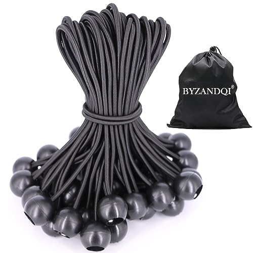 BYZANDQI Spanngummis mit Kugel 25 Stück, Zeltgummis mit Kugel 10 cm, Planenspanner Gummispanner Expanderschlingen Gummischlaufen für Planen Zelt Banner Netz Pavillions von BYZANDQI
