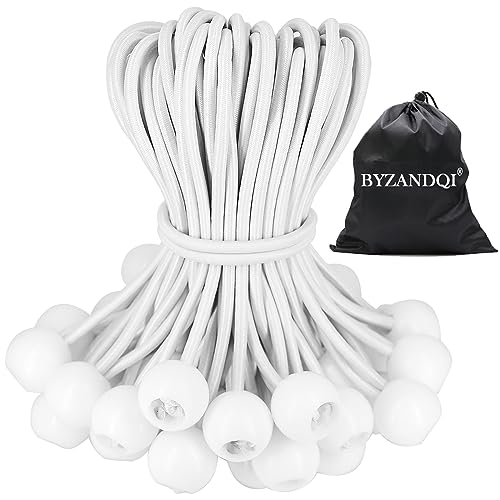 BYZANDQI Spanngummis mit Kugel 50 Stück, Zeltgummis mit Kugel 20 cm, Planenspanner Gummispanner Expanderschlingen Gummischlaufen für Planen Zelt Banner Netz Pavillions von BYZANDQI