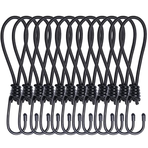 BYZANDQI 12er-Set Spanngummi mit Haken - 22cm Expander mit Haken - Planenspanner mit Spiralhaken - Gummispanner Expanderhaken Spannhaken Expanderschlingen für Planen Zelt Netz Banner Trampolin von BYZANDQI