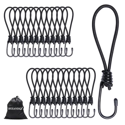 BYZANDQI 25er-Set Spanngummi mit Haken - 22cm Expander mit Haken - Planenspanner mit Spiralhaken - Gummispanner Expanderhaken Spannhaken Expanderschlingen für Planen Zelt Netz Banner Trampolin von BYZANDQI