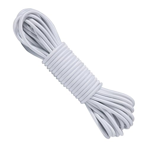 BYZANDQI Gummiseil Expanderseil 5 mm 10 m Weiß - Planenseil Spannseil Gummileine für Anhängerplane Plane Zelte Netz Banner (Weiß, 5mm x 10M) von BYZANDQI