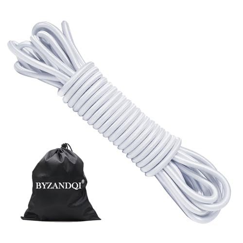 BYZANDQI Gummiseil Expanderseil 8 mm 10 m Weiß - Planenseil Spannseil Gummileine für Anhängerplane Plane Zelte Netz Banner (Weiß, 8mm x 10M) von BYZANDQI