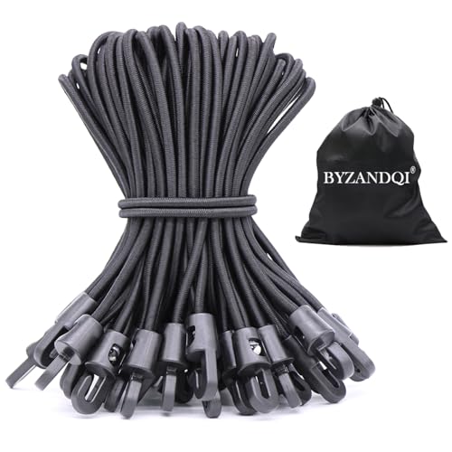 BYZANDQI Spanngummi mit Haken 25 Stück, Expander mit Haken 15 cm, Planenspanner Zeltgummis Gummispanner Planengummi Expanderschlingen für Planen Zelt Net Camping von BYZANDQI