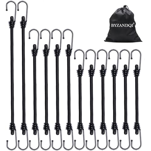 BYZANDQI Spanngummi mit Haken | Expander mit Haken 10er Set | 30cm 60cm 100cm Gepäckspanner Spanngurte Gummispanner für Gepäckarten Tarps Garten Fahrrad Auto Ladung (Gemischte Größe) von BYZANDQI