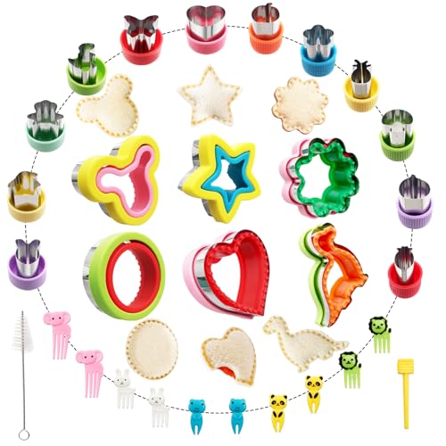 30 Stücke Lebensmittel Obstform-Ausstecher Spaß Kinder Lunch-Ausstecher und Spieße Niedlicher Sandwich-Keksausstecher Verschluss-Set Lunchable Lebensmittel Obst Gemüse Käse Formen für Schulessen von BYZCYSG