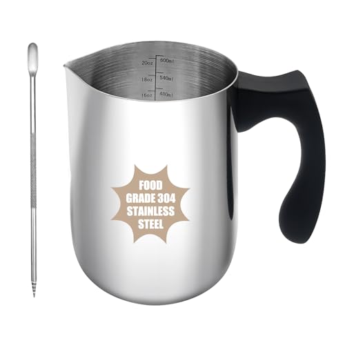 Milchaufschäumkrug, 600ml, Milchaufschäumer, 304 Edelstahl, Dampfkrug mit Kunststift, Milchkaffeekännchen mit hitzebeständigem Griff und Skala Milchaufschäumkrug, 600ml, Milchaufschäumer, 304 Edelstahl, Dampfkrug mit Kunststift, Milchkaffeekännchen mit hitzebeständigem Griff und Skala von BYZCYSG