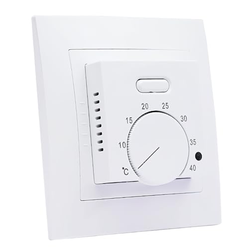 230 V Raumthermostat Fußbodenheizung, Fussbodenheizung Thermostat mit Drehregler und Schalter, Fußbodenheizung Elektrisch Regler mit Fühler 16 A, Unterputz Thermostat für Häuser Schlafzimmer 230 V Raumthermostat Fußbodenheizung, Fussbodenheizung Thermostat mit Drehregler und Schalter, Fußbodenheizung Elektrisch Regler mit Fühler 16 A, Unterputz Thermostat für Häuser Schlafzimmer von BYZESTY