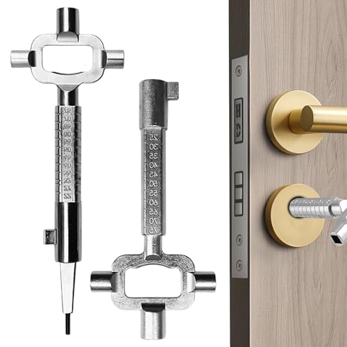 BYZESTY 2er-Pack Universal Bauschlüssel, Universalschlüssel Verschiedene Größen, Architektenschlüssel Zinklegierung, Baustellenschlüssel mit Zylinder-Messskala, Baustellenschlüssel von BYZESTY