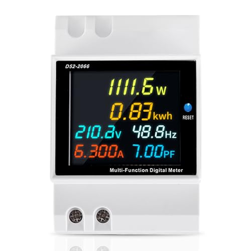 BYZESTY Stromzähler Hutschiene 1 Phasig: 6 in 1 LCD Digitaler Energiezähler, AC40-300V 100A Wechselstromzähler KWh Zähler, Für Strommesssysteme Und Industrie (Schwarz) von BYZESTY