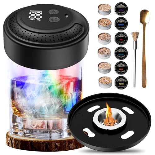 Elektrischer Cocktail Smoker Kit, USB-C Wiederaufladbar Whiskey Smoker Set, Whisky Smoker Set Mit 6 Holzchips, Altmodisches Whiskey Räucherset Für Männer Vater Ehemann Whiskyliebhaber von BYZESTY