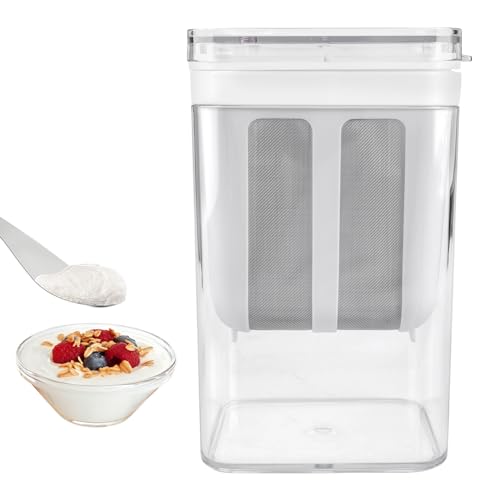 Frischkäsebereiter, Joghurt Sieb Mit Deckel, Waschbar Molkeabscheider, Wiederverwendbarer Feine Filtersiebe, 1100ml Feinmaschiges Joghurt Sieb, Joghurtbereiter Für Milch, Saft, Küchenzubehör von BYZESTY