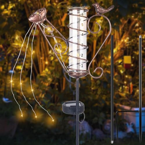 Regenmesser Für Garten Frostsicher, Regenmesser Für Den Außenbereich, Niederschlagsmesser Mit Erdspieß, Outdoor Regenmesser Glas Regenwassermesser Regenmesser Mit Erdspieß, Solarenergie Rasen,Terrasse von BYZESTY