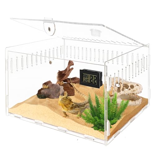 Reptilien Terrarium Box, Schnecken Terrarium, 30*20*15 Reptilien Futterbox, Reptil Fütterungsbox, Terrarium Transportbox Behälter, Acryl Terrarium Reptilien Box, Reptilien Aufzuchtbox Mit Hygrometer Reptilien Terrarium Box, Schnecken Terrarium, 30*20*15 Reptilien Futterbox, Reptil Fütterungsbox, Terrarium Transportbox Behälter, Acryl Terrarium Reptilien Box, Reptilien Aufzuchtbox Mit Hygrometer von BYZESTY