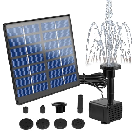 Solar Teichpumpe, Solar Springbrunnen 7V, 1.5W Wasserpumpe Solarpumpe mit 6 Fontänenstile, Garten Springbrunnenpumpe, Schwimmender Fontäne Pumpe für Wasserspiel VogelBad Fisch-Behälter, 160 L/H von BYZESTY