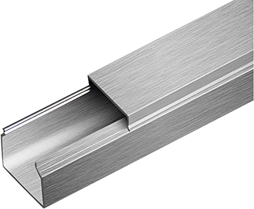 Kabelbrücke Bodenkabelabdeckung 1 M Länge, Bodenkabelverschraubung Aus Aluminiumlegierung, Selbstklebende Bodenkabelabdeckung, Kabelkanal For Schutz Von Drähten ( Farbe : Silver , Größe : 80x40mm ) von BYZOM