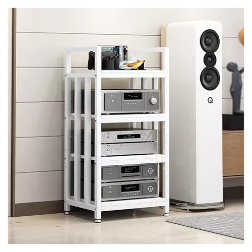 Audio Rack HiFi Regal Audio- Und Videoregal Mit 4 Ebenen, Eckregal Aus Holz, Komponenten-Medienständer, Stereo-Lautsprecher-/Verstärker-Rack, Heimkino-Entertainment-Center Fürs Büro Mit Verstellbaren von BYZOMU