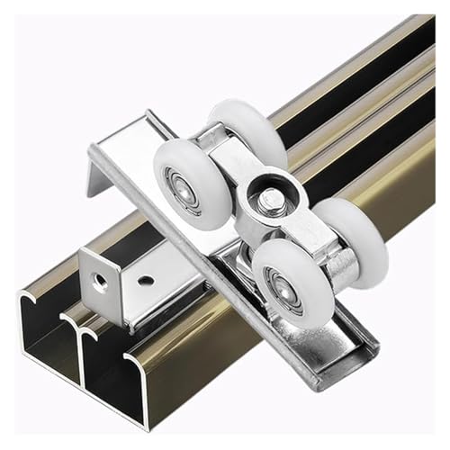 Schiebetürbeschlag Schiebetür-Set Mit Doppelter Innenseite, 100, 160, 240, 300, 360 Und 400 Cm, Beschlagschiene For Falttüren, Schranktüren(Champagne,400cm/13.1ft) von BYZOMU
