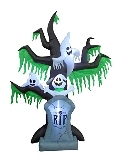 9 Foot Tall Halloween Inflatable Grave Scene Skeletons Ghosts on Dead Tree with Tombstone New Party Decoration by BZB Goods von BZB Goods