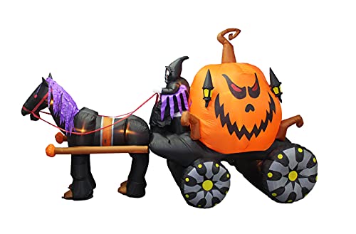 BZB Goods 11.5 Foot Long Inflatable Grim Reaper Driving Pumpkin Carriage by von BZB Goods