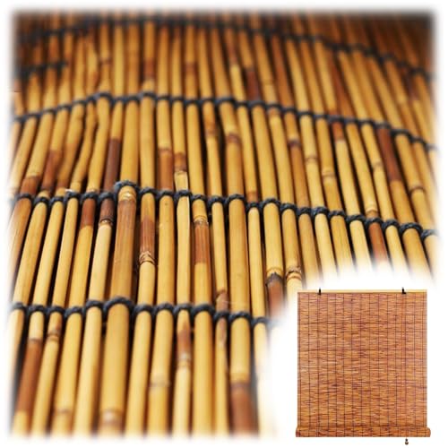 Bambus Rollo Mit Lifter Retro Schilf Vorhang Sichtschutz Bambusrollo Jalousine Seitenzugrollo Für Garten Terrasse Balkon Einfache Installation(48" Wx80 H (122cm x 203cm)) von BZCKBZ