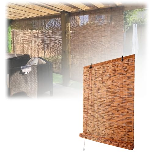 Schilf Vorhang Bambus Rollo Jalousine Outdoor Lichtfilternde Bambusrollo Innen Seitenzug Winddicht Sichtschutz Bambus Raffrollo 50 60 80 100 120 140 160 cm von BZCKBZ