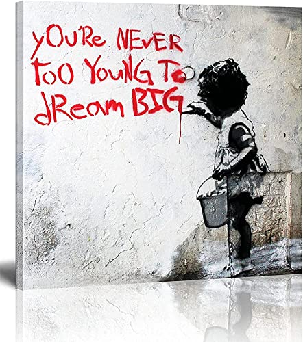 Banksy Bilder Leinwand-Dream Big Color-Straße Graffiti-Kunst-Leinwandbilder sind Druck auf Leinwand-Wand-Kunstdruck-Wohnzimmer-Wand-Dekor 85x85cm/34x34inch von BZDMLY