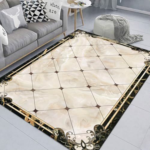 BZFAOEV Karomuster Teppich Modern Wohnzimmer Schlafzimmer - Geometrische Bankmatte Türmatte Anti-Rutsch Design​ 160x200cm von BZFAOEV