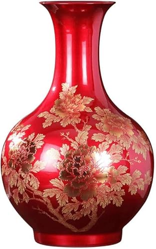 Vase Tischplatte Rote Keramik Dekoration Blume Arranger Hause Wohnzimmer Dekoration Handwerk Eingerichtet von BZGPMFUD