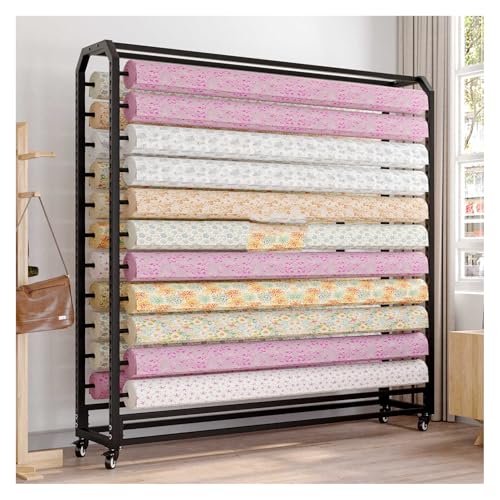 BZJPRFC 10-stufiges Rollregal for Stoffrollen, Kommerzieller Stahlwagen for Vinyltapeten Und Textilrollen (für 20 Rollen, Verstellbare Stangen)(10 Layers) von BZJPRFC