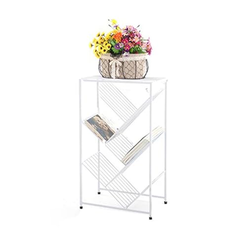 BZJPRFC 3/4/5-stöckiges Kreatives Bücherregal, Stand-Zeitschriften-Organizer, Mit Verstellbaren Fußpolstern, for Wohnzimmer, Schlafzimmer, Büro, Traggewicht 100 Kg(White,3-Tier) von BZJPRFC