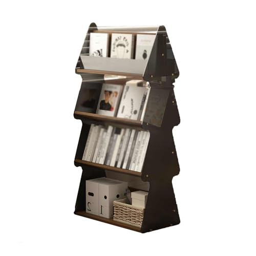 BZJPRFC 4-stöckiges Kreatives Bücherregal, Bücheraufbewahrung Aus Holz, Stand-Zeitschriften-Organizer, for Wohnzimmer, Schlafzimmer, Büro, Tragkraft 100 Kg von BZJPRFC