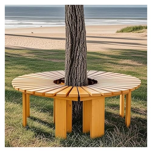 BZJPRFC Baumbank for Umwickeln, Runder Sitz for Den Außenbereich, Dekorativer, Geschwungener Stuhl Aus Massivem Holz, Form Lässt Sich Unendlich Erweitern, 360°-Sichtfeld(Color2) von BZJPRFC