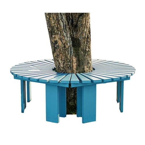 BZJPRFC Baumbankumrandung, Bequemer Gartensitz Im Freien, Gebogener Stuhl Aus Massivholz, Flexible Konfiguration, for Die Dekoration Von Innenhöfen Und Terrassen(Blue) von BZJPRFC