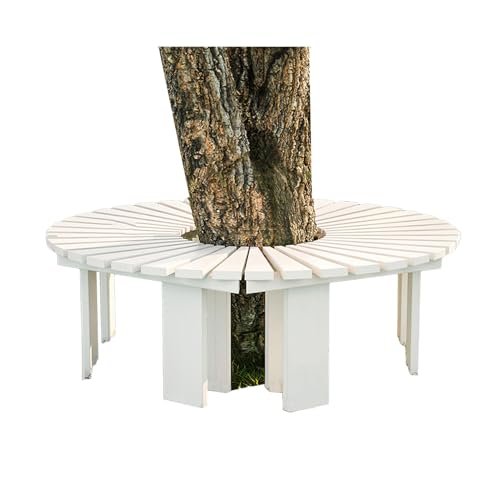 BZJPRFC Baumbankumrandung, Bequemer Gartensitz Im Freien, Gebogener Stuhl Aus Massivholz, Flexible Konfiguration, for Die Dekoration Von Innenhöfen Und Terrassen(White) von BZJPRFC