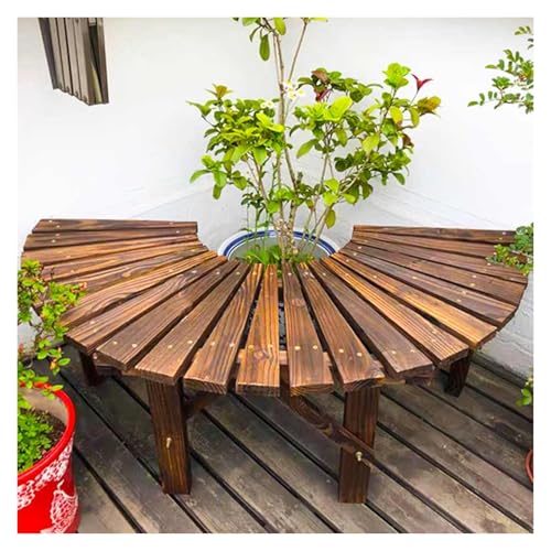 BZJPRFC Baumbankumrandung, Halbrunde Gartenbank Aus Holz, Umlaufender Sitzplatz Im Freien, Tragkraft 400 Kg, for Terrassenlandschaftsgestaltung von BZJPRFC
