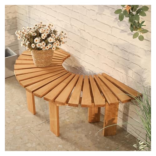 BZJPRFC Baumbankumrandung for Den Außenbereich, Dekorativer Geschwungener Sitzstuhl, Blumenständer for Den Gartenbalkon, Wetterfestes Gestreiftes Holzspleißen(Color2) von BZJPRFC