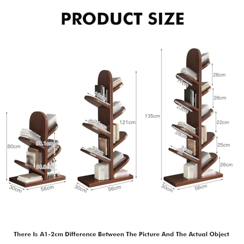 BZJPRFC Baumförmiges Bücherregal, 4/7/9-stöckiges Kreatives Bücherregal, Bodenstehender Zeitschriften-Organizer, for Wohnzimmer, Schlafzimmer, Büro, Traggewicht 120 Kg(Color2,4-Tier) von BZJPRFC