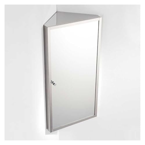 BZJPRFC Eckschrank Mit Spiegel, Eck-Badezimmerspiegelschrank Aus Edelstahl, Hängeaufbewahrung Mit 3 Regalen, Öffnet Sich Von Links Nach Rechts(Left-Hand Door) von BZJPRFC