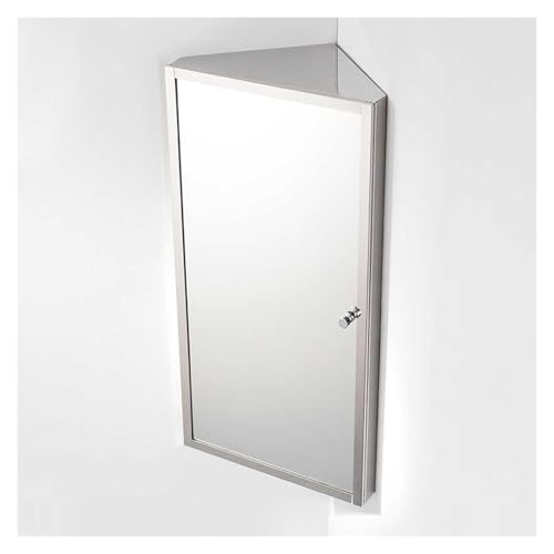 BZJPRFC Eckschrank Mit Spiegel, Eck-Badezimmerspiegelschrank Aus Edelstahl, Hängeaufbewahrung Mit 3 Regalen, Öffnet Sich Von Links Nach Rechts(Right-Hand Door) von BZJPRFC