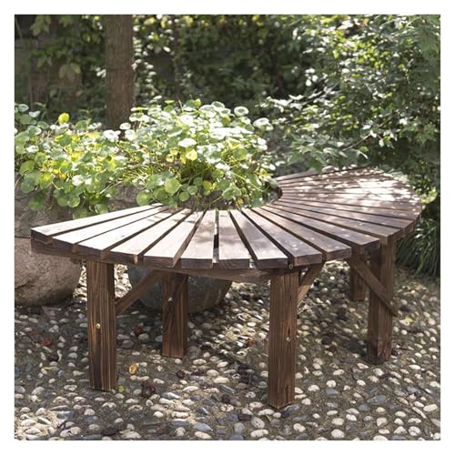 BZJPRFC Halbrunde Außenbänke, Blumenständer for Den Gartenbalkon, Gebogener Sitzstuhl Aus Massivholz, Gestreiftes Holzspleißen, Form Lässt Sich Unendlich Erweitern von BZJPRFC