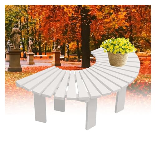 BZJPRFC Halbrunde Außenbänke, Rundum-Baumbank Aus Holz, Park-Terrassenstuhl, Zusammengefügte Holzstreifen, Form Lässt Sich Unendlich Erweitern(White) von BZJPRFC