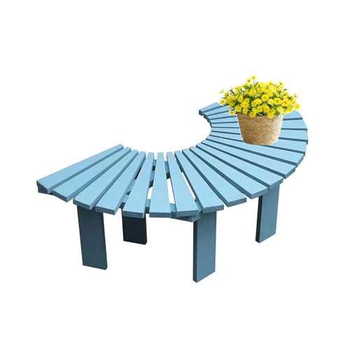 BZJPRFC Halbrunde Bank for Den Außenbereich, Gebogener Stuhl Aus Massivholz, Blumenständer for Den Balkon Im Innenhof, Freie Kombination Von Formen, (Blue) von BZJPRFC