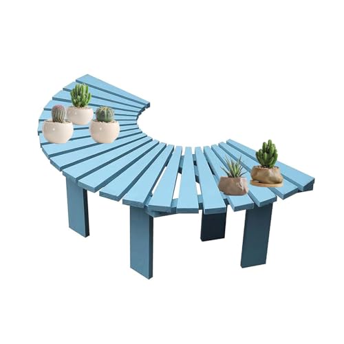 BZJPRFC Halbrunde Baumbank, Blumenständer for Den Gartenbalkon, Dekorativer, Geschwungener Stuhl Aus Massivholz, Freie Kombination Von Formen(Blue) von BZJPRFC